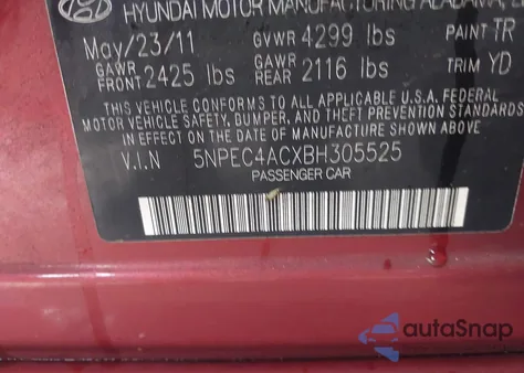 2011 Hyundai Sonata Limited from USA, damaged, VIN 5NPEC4ACXBH305525